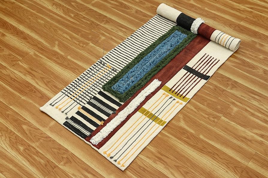 ACTUS KILIM DHURRIEラグ （140×200cm） Amazon.com: CASAVANI - 4' Square Rug Kilim Rug Blue & Red